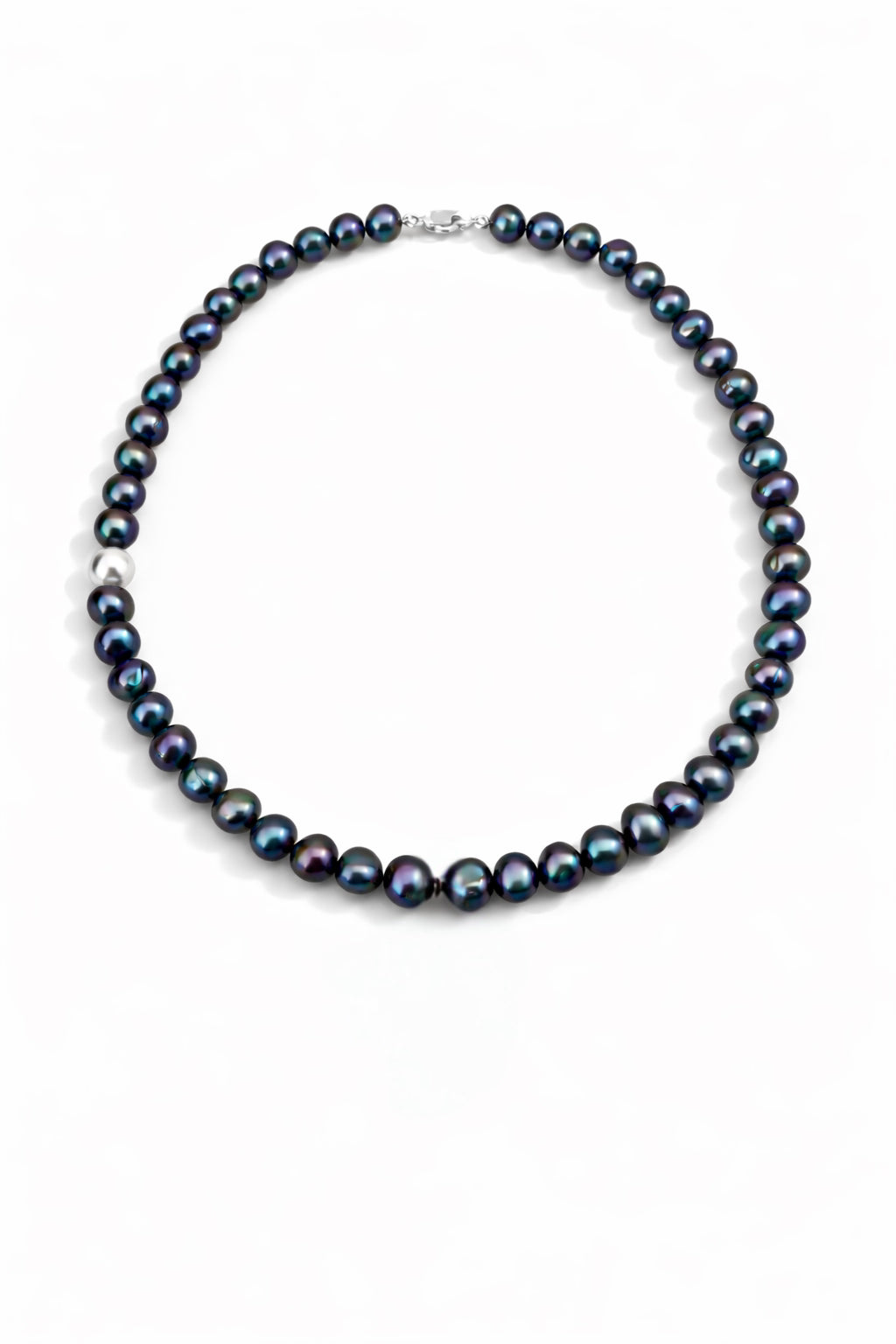 Low Halo Pearl Choker in peacock with white accent pearl— Waltz Diamonds