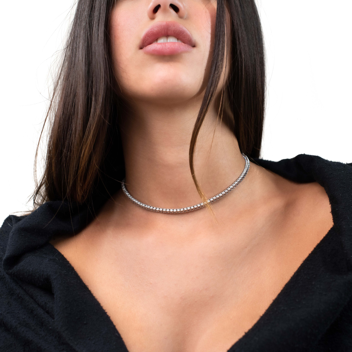 Center of Attention Diamond Tennis Choker: 7.5 carat diamond tennis choker or double wrap bracelet