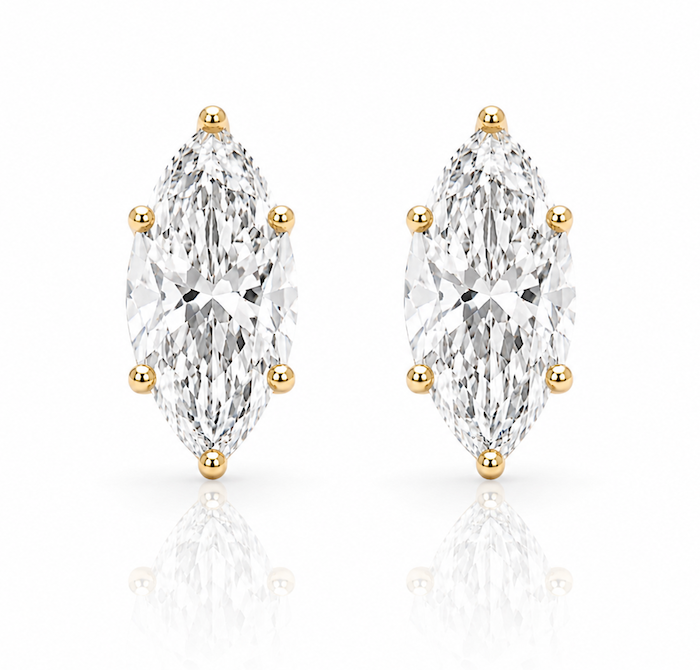 Marquise stud earrings in 14k yellow gold — Waltz Diamonds