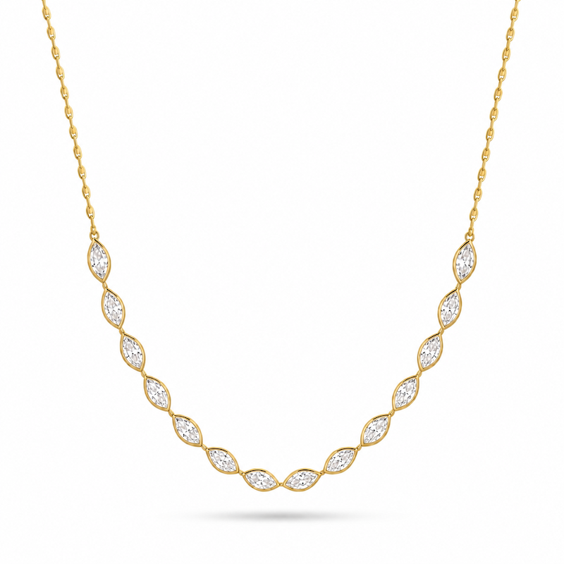 Oria Marquise Choker with 14 bezel-set marquise cut diamonds yellow gold — Waltz Diamonds