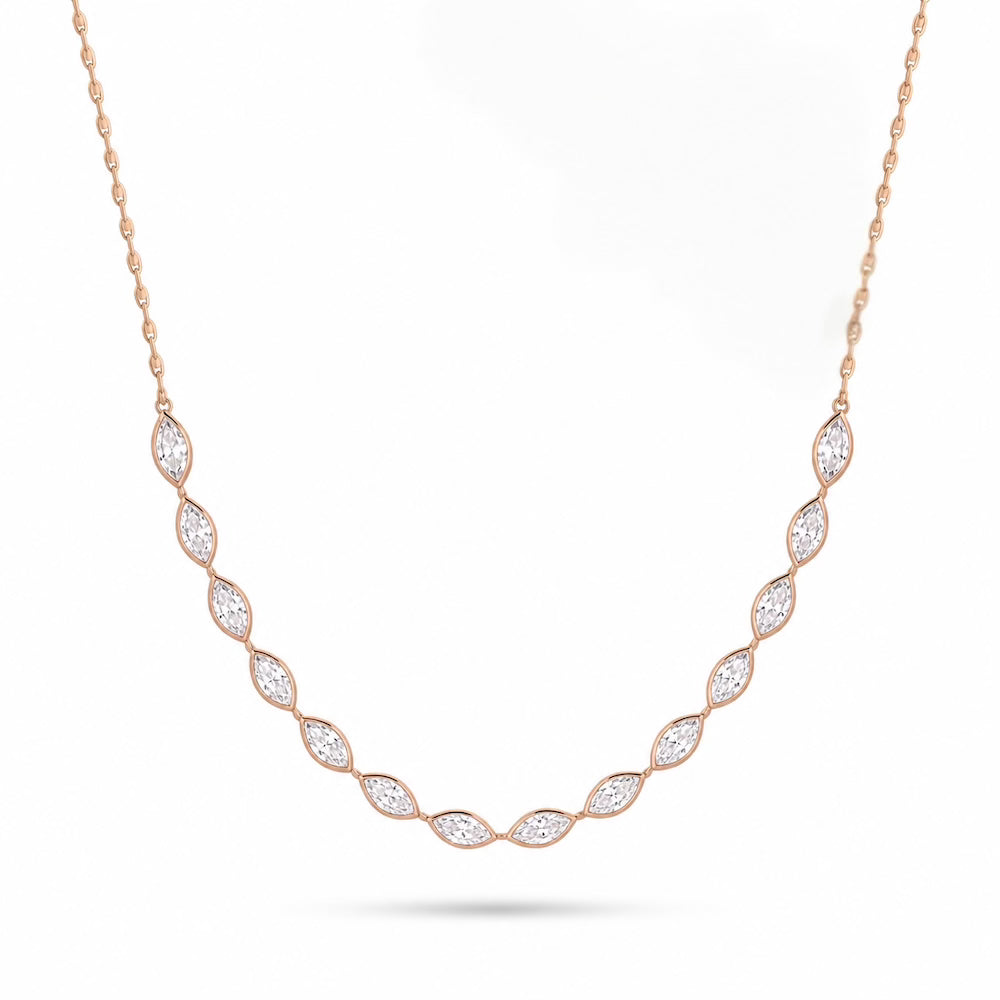 Oria Marquise Choker with 14 bezel-set marquise cut diamonds rose gold — Waltz Diamonds