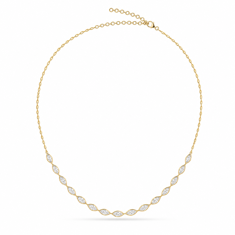 Oria Marquise Choker with 14 bezel-set marquise cut diamonds Yellow gold — Waltz Diamonds
