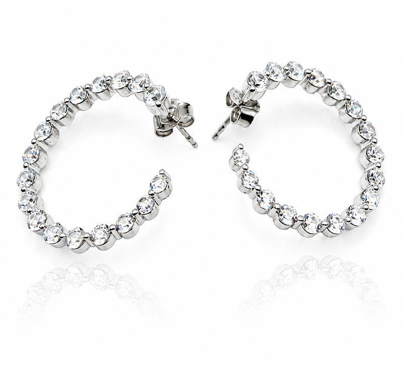 Outie Diamond Hoops front facing diamond hoops in white gold large side view— Waltz Diamonds