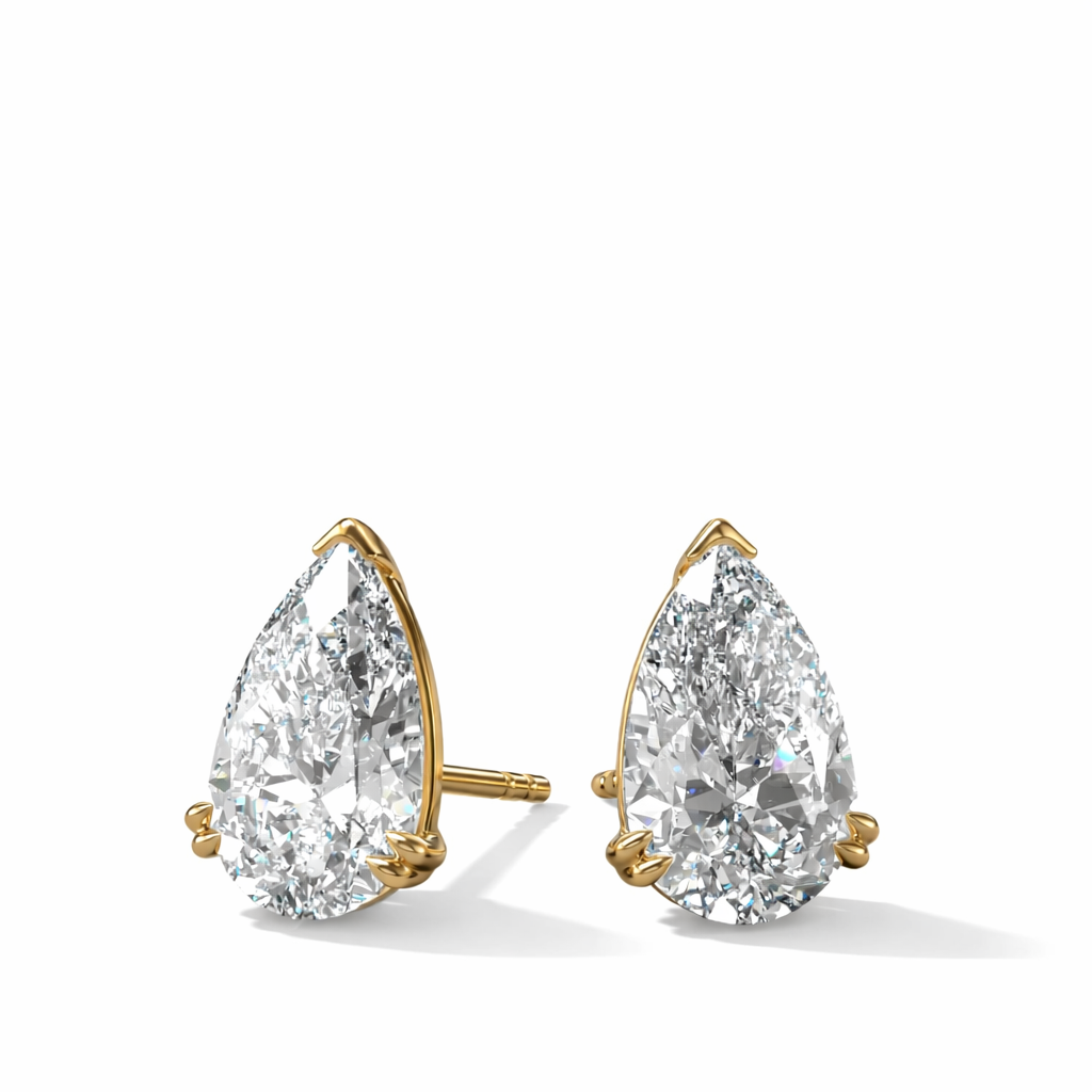 Pearfectionist studs pear cut diamond studs in yellow gold— Waltz Diamonds
