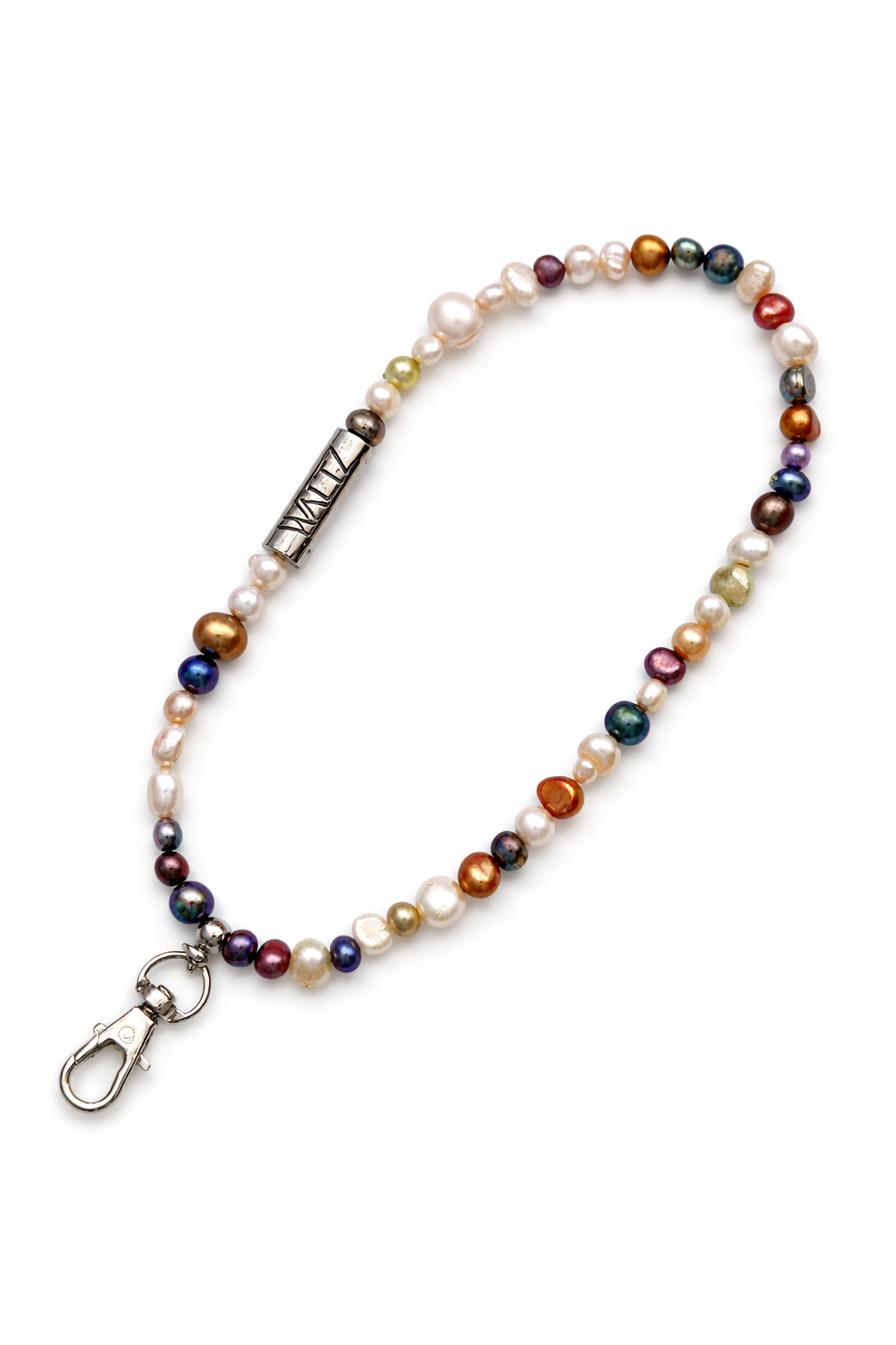 Pearl Companion Bag Charm with waltz logo bar in multi-color—Waltz Diamonds