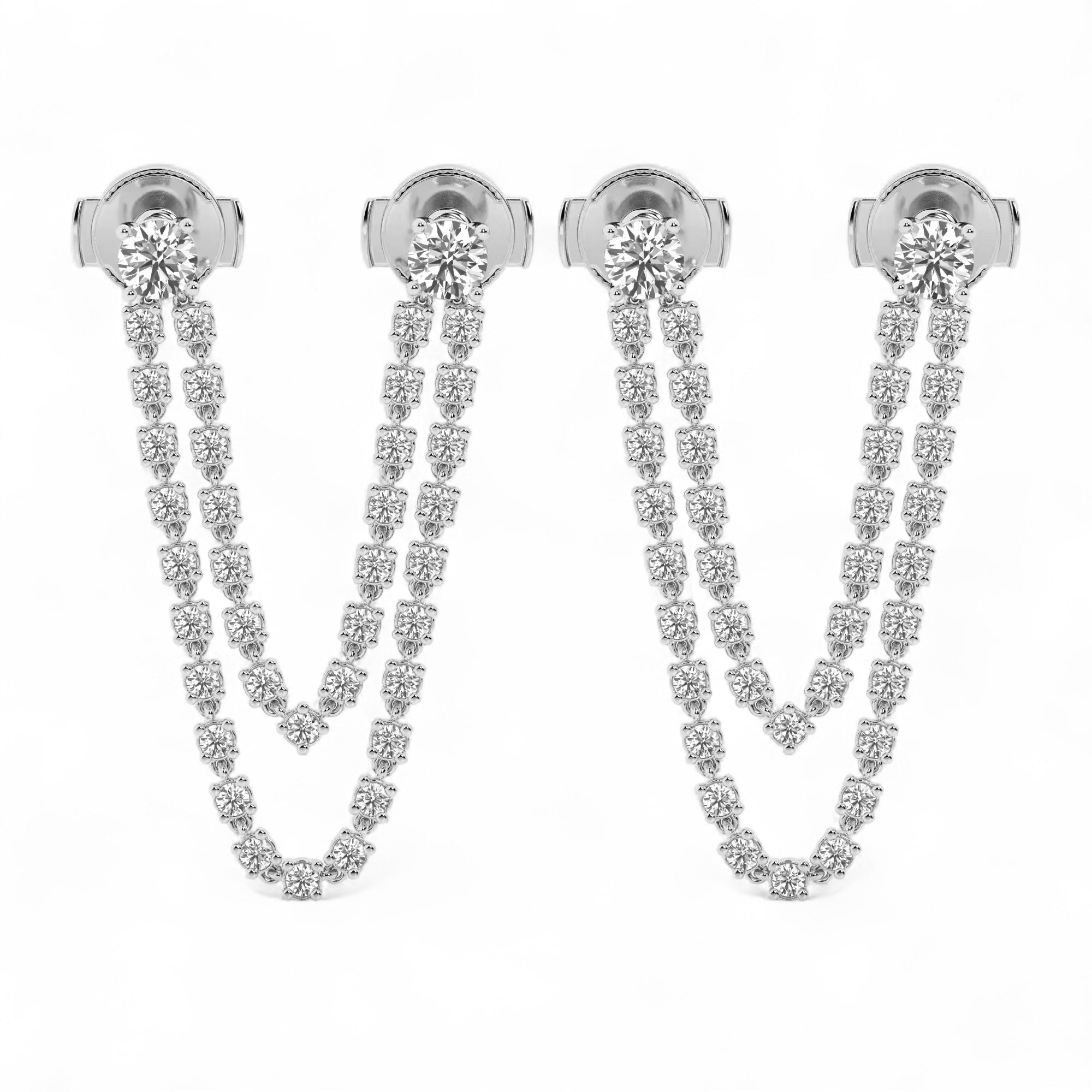 Two Step Diamond Drop Earrings