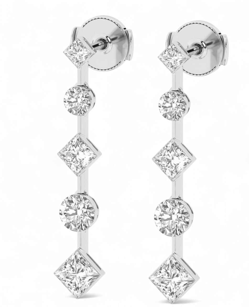 Double Feature Diamond Drop Earrings