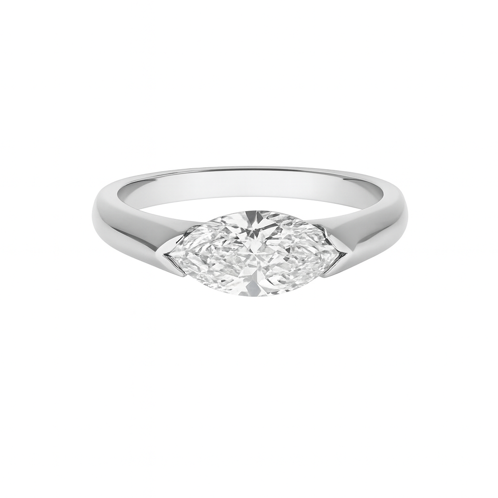 Marquise diamond pinky ring in 925 silver and lab diamond.