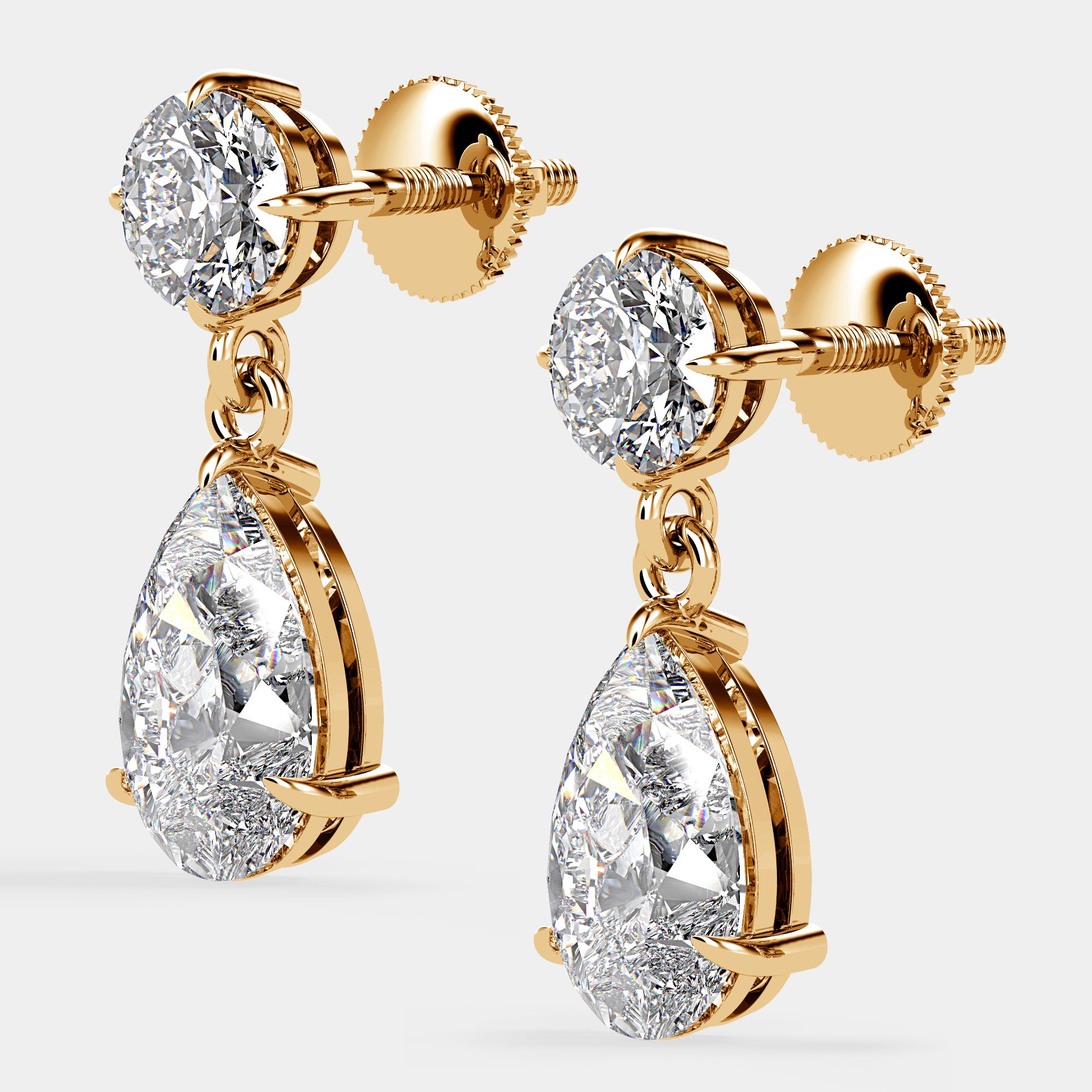 Bougie Baby Duo Diamond Drop Earrings: 3 carat Duo Diamond Drop Earrings