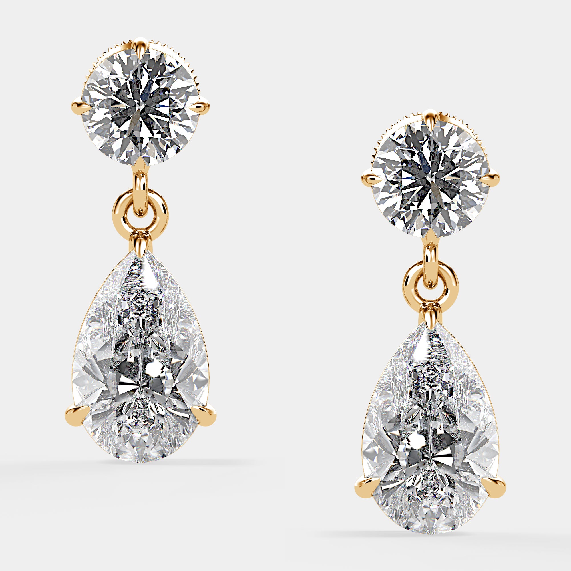 Bougie Baby Duo Diamond Drop Earrings: 3 carat Duo Diamond Drop Earrings