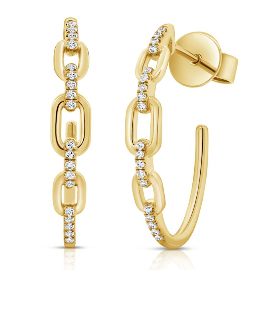 Long Link Pavé Accent Hoops