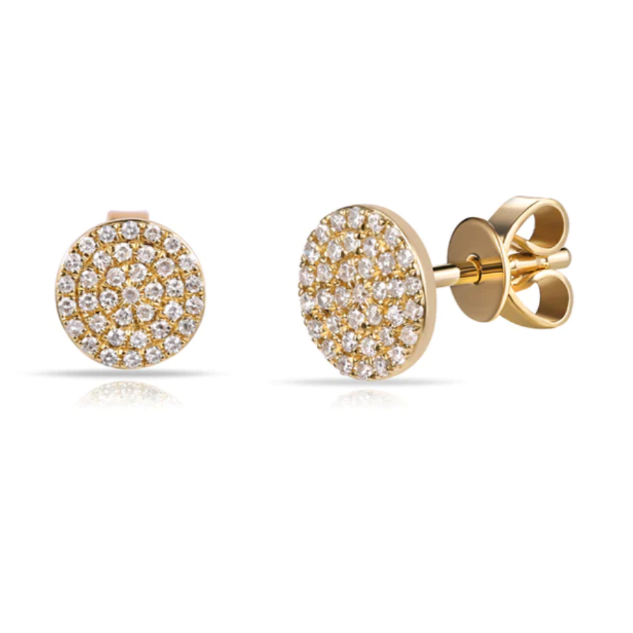 Pavé Diamond Disc Stud Earrings