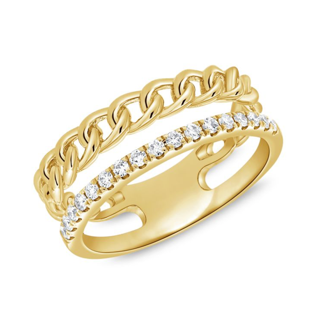 Cuban Link x Pavé Split Stack Ring