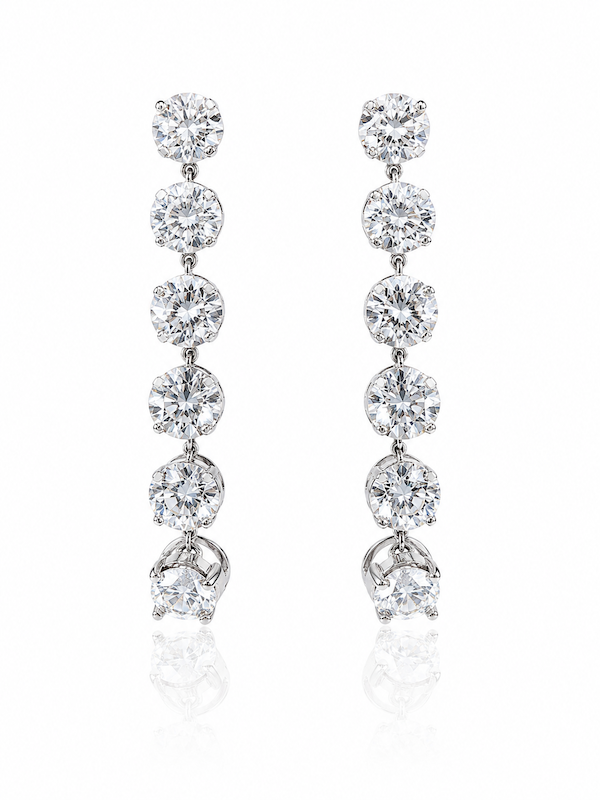 Six Drop Diamond Earrings 6ctw in white gold — Waltz Diamonds