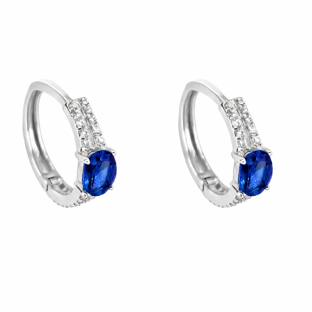 Sugar baby hoops n blue sapphire and white gold — Waltz diamonds