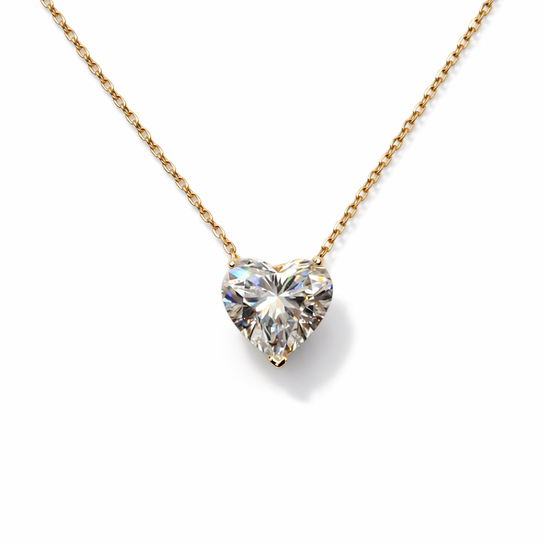The chosen heart necklace is 3 carat heart shaped diamond attached to 14k gold necklace.— Waltz Diamonds