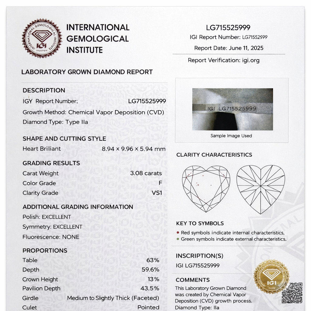 The Chosen Heart Necklace IGI Diamond certificate - Waltz Diamonds