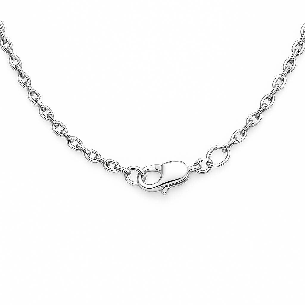 close up 14k white gold diamond-cut cable chain lobster clasp 3mm chain— Waltz Diamonds