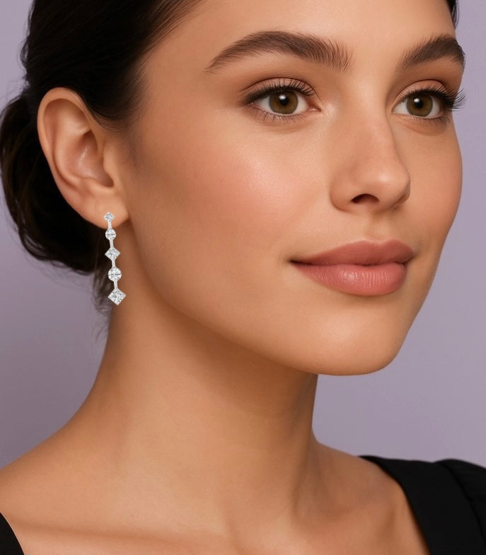 Double Feature Diamond Drop Earrings