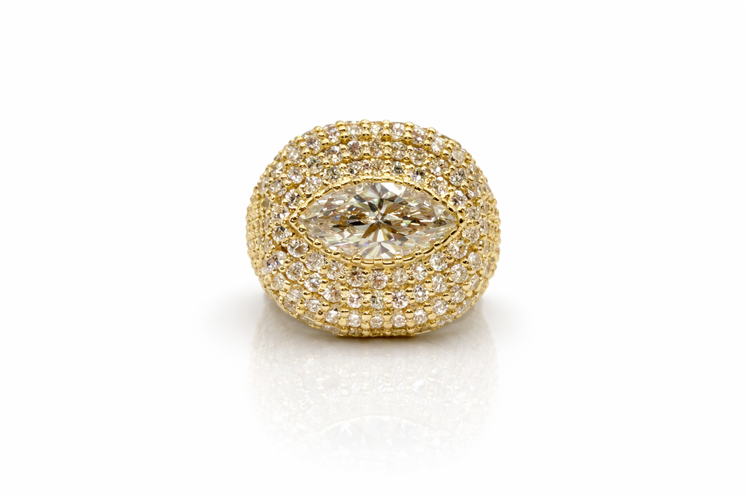 Watch me Signet  Ring A bold marquise signet ring with 3.78 carats of sustainably grown diamonds. Designed to command attention. | Waltz Diamonds