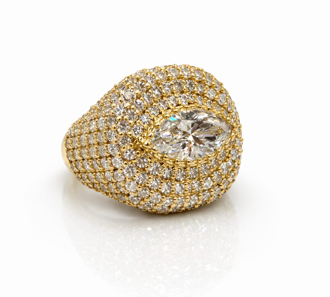 Watch me Signet  Ring A bold marquise signet ring with 3.78 carats of sustainably grown diamonds. Designed to command attention. | Waltz Diamonds

