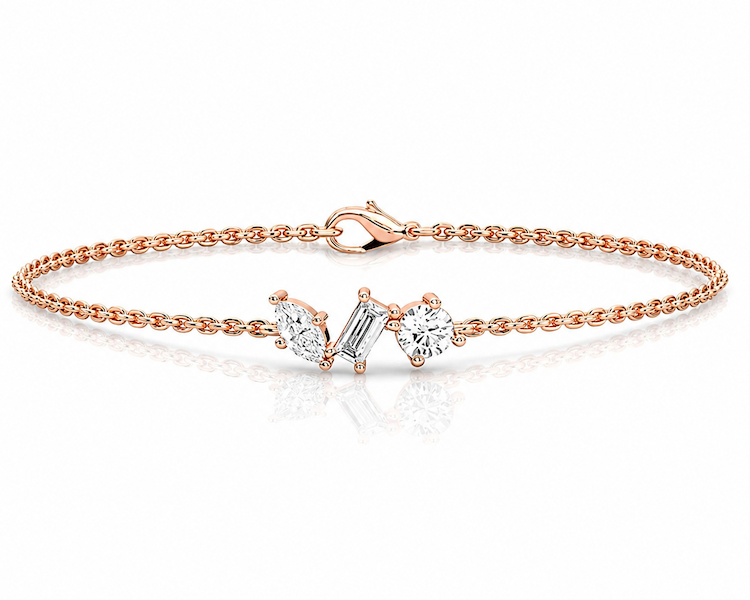 wish chain bracelet with alternating diamonds rose gold — Waltz Diamonds