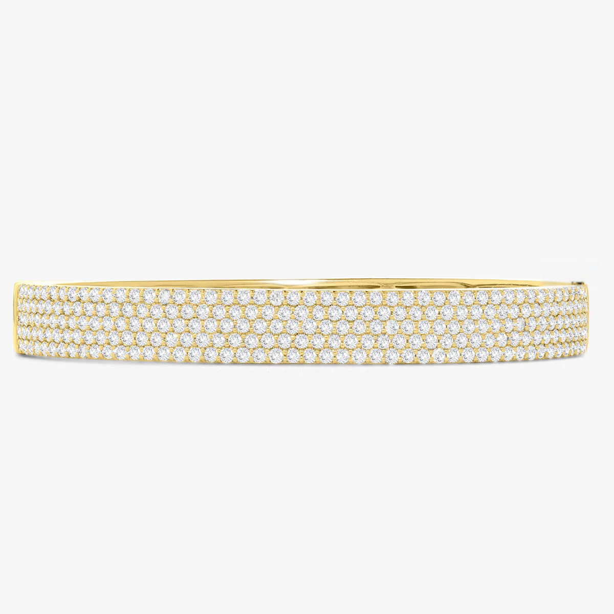 All Day Bangle in yellow gold, front product shot showing five rows of lab-grown diamonds on a slip-on design
