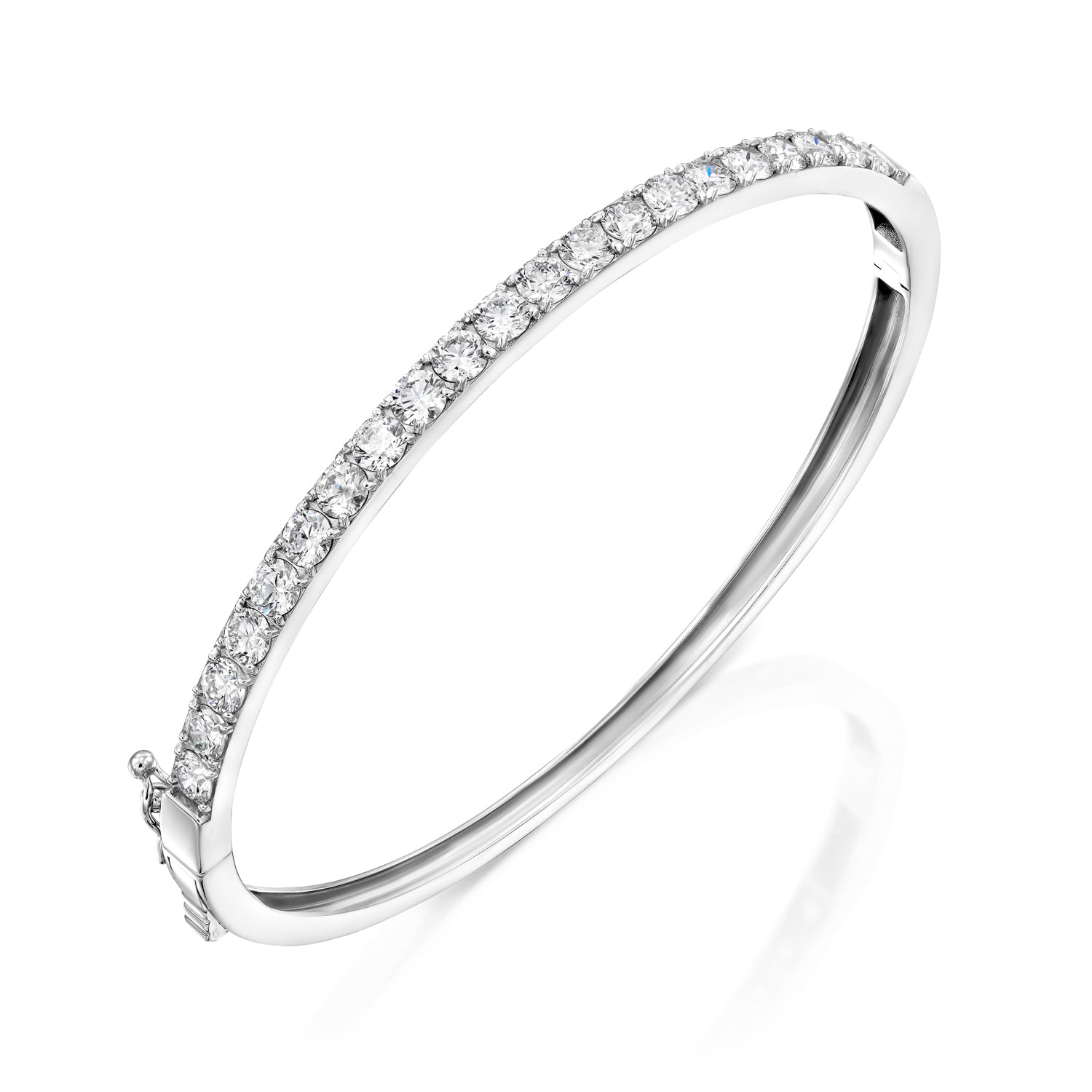 All Day Everyday Bangle in white gold, shown diagonally to display the sleek interior and minimalist design.
