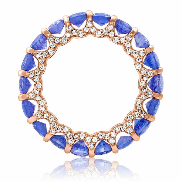 Blue blood sapphire eternity ring rose gold — Waltz Diamonds