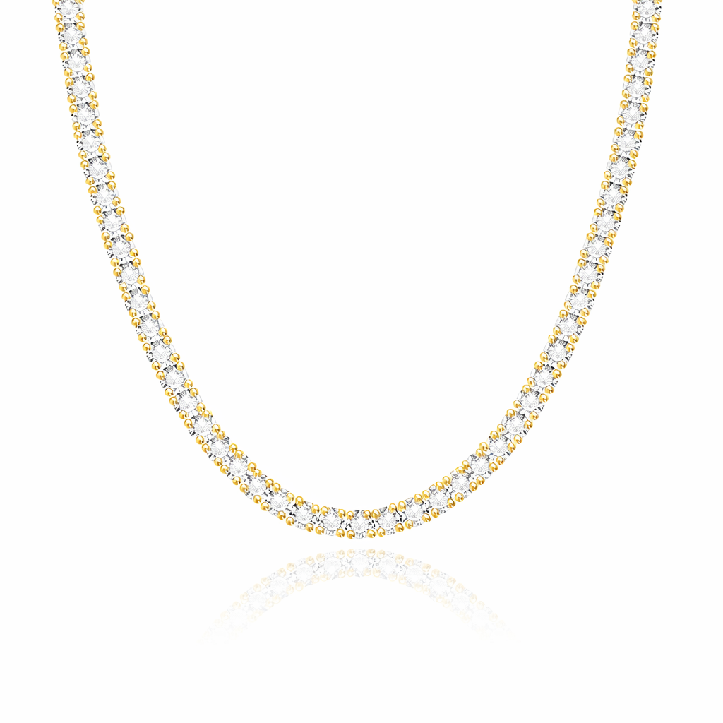 Center of Attention diamond tennis necklace in yellow gold —Waltz Diamonds