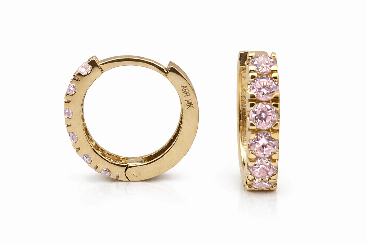 Color Pop pink sapphire colored ear huggies — Waltz Diamonds
