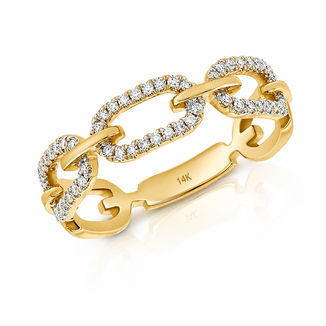 Day dreamer link ring pave diamonds and 14k yellow gold — Waltz Diamonds