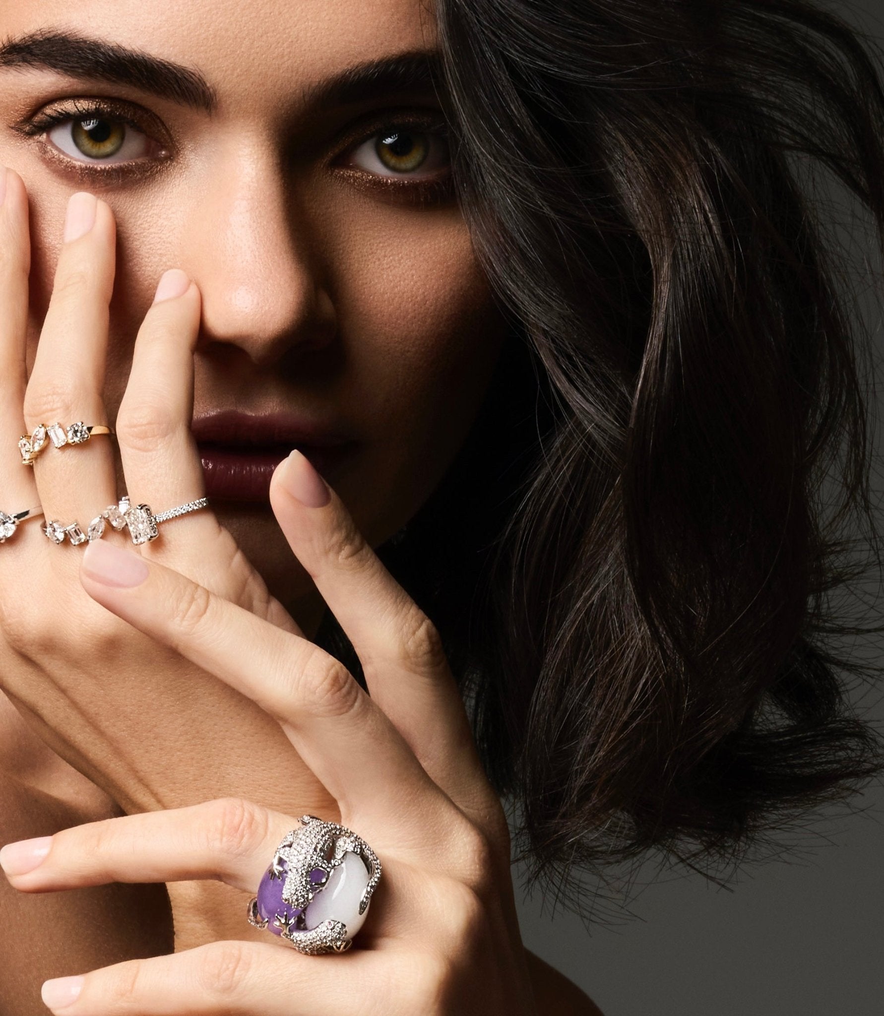 Lizard Hugs Jade and Diamond Ring - Waltz Diamonds