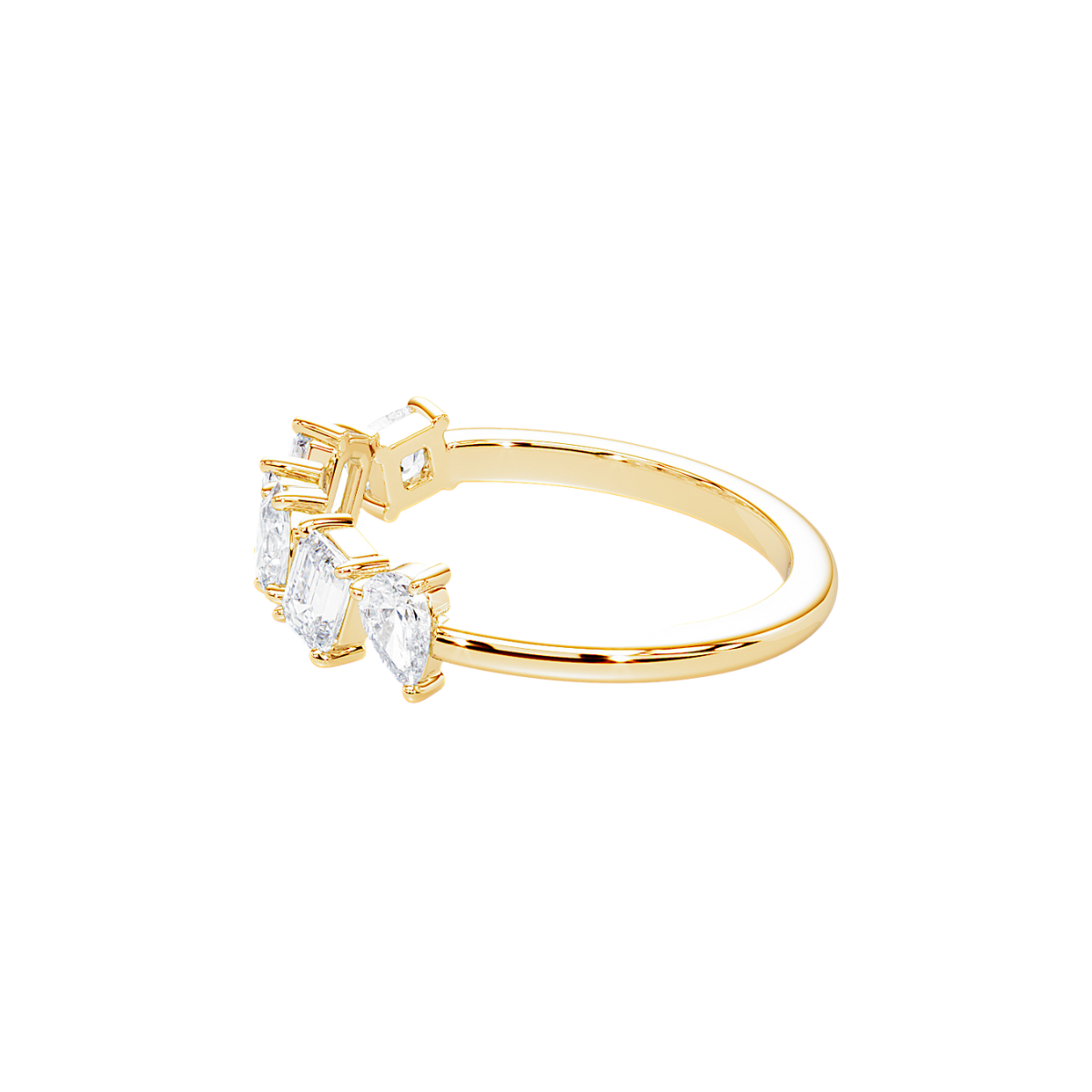Side view of the rose gold Diversity Band with mixed-cut diamonds and elegant setting.