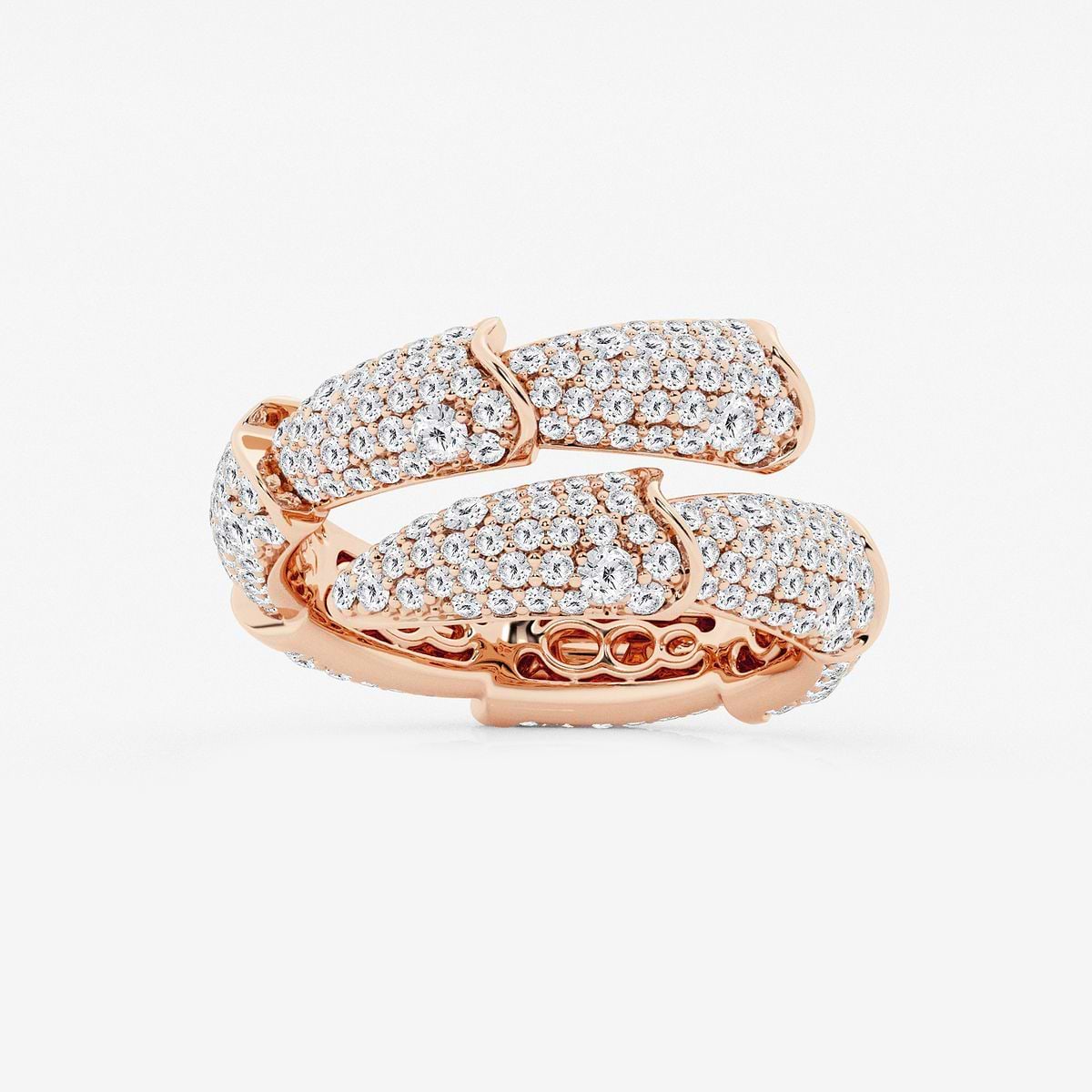 Eclipse Coil pavé diamond wrap ring in 18k rose gold – front view