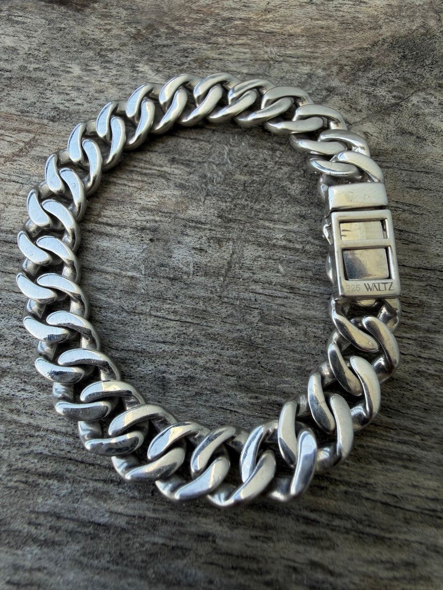 El Jefe cuban link pave bracelet 8-10 mm 925 silver back— Waltz Diamonds