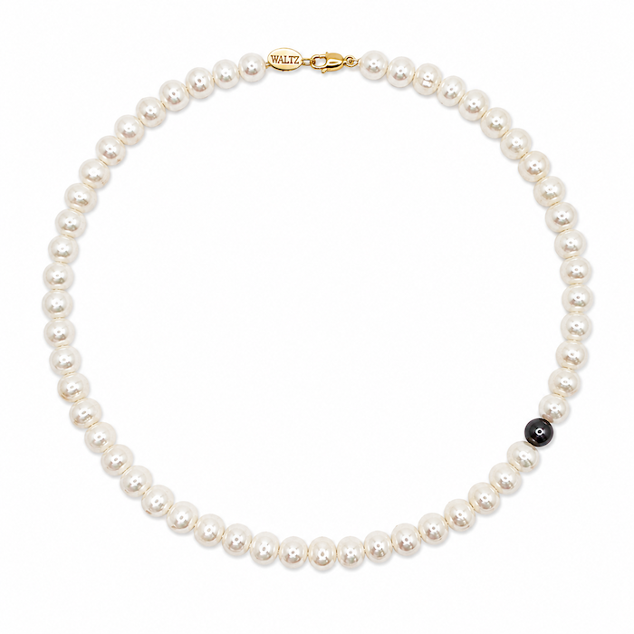 Fallen Halo Pearl choker in white with peacock accent pearl—Waltz Diamonds
