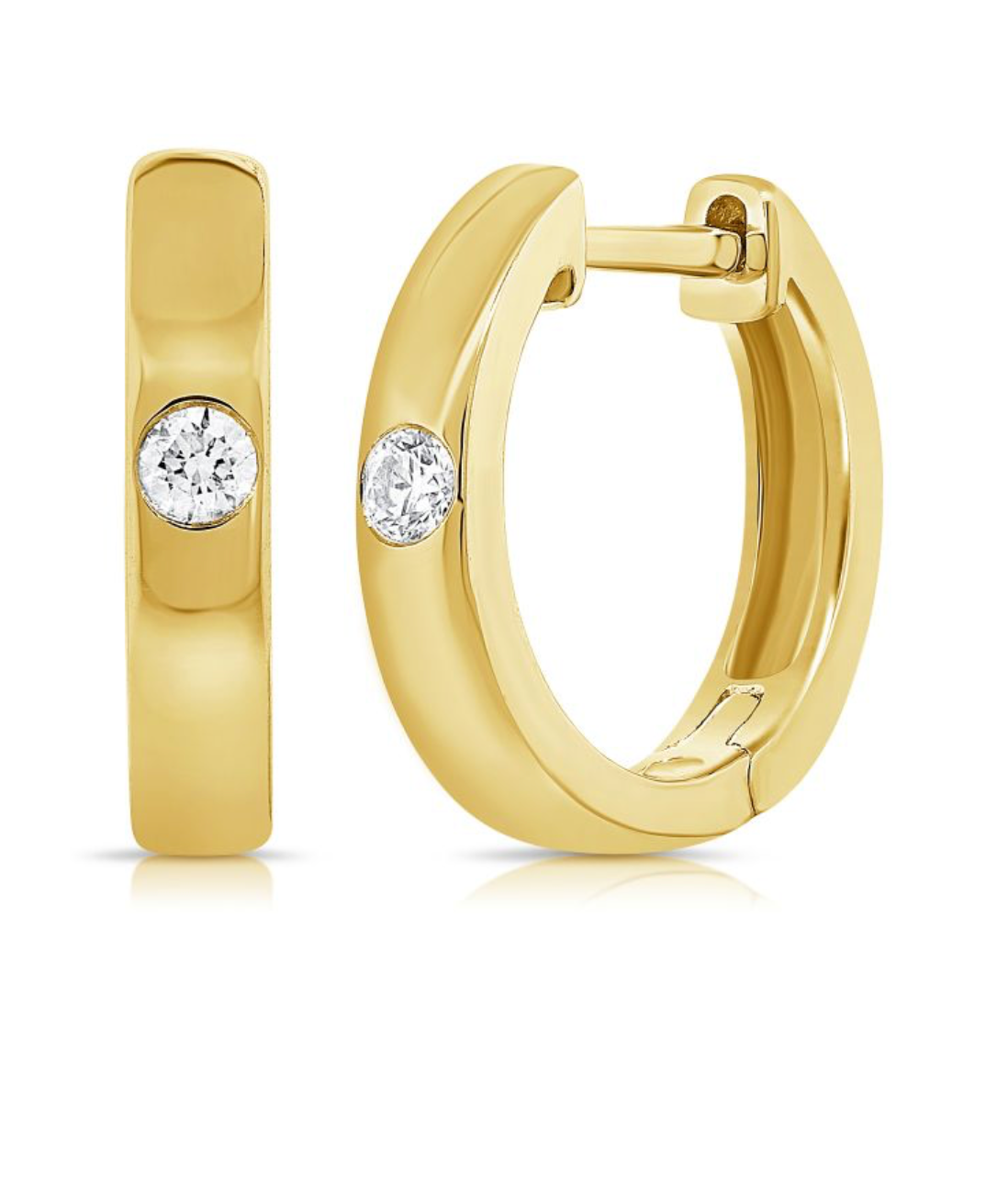 Forever Yours diamond huggie hoop earrings in 14k yellow gold with lab-grown diamonds