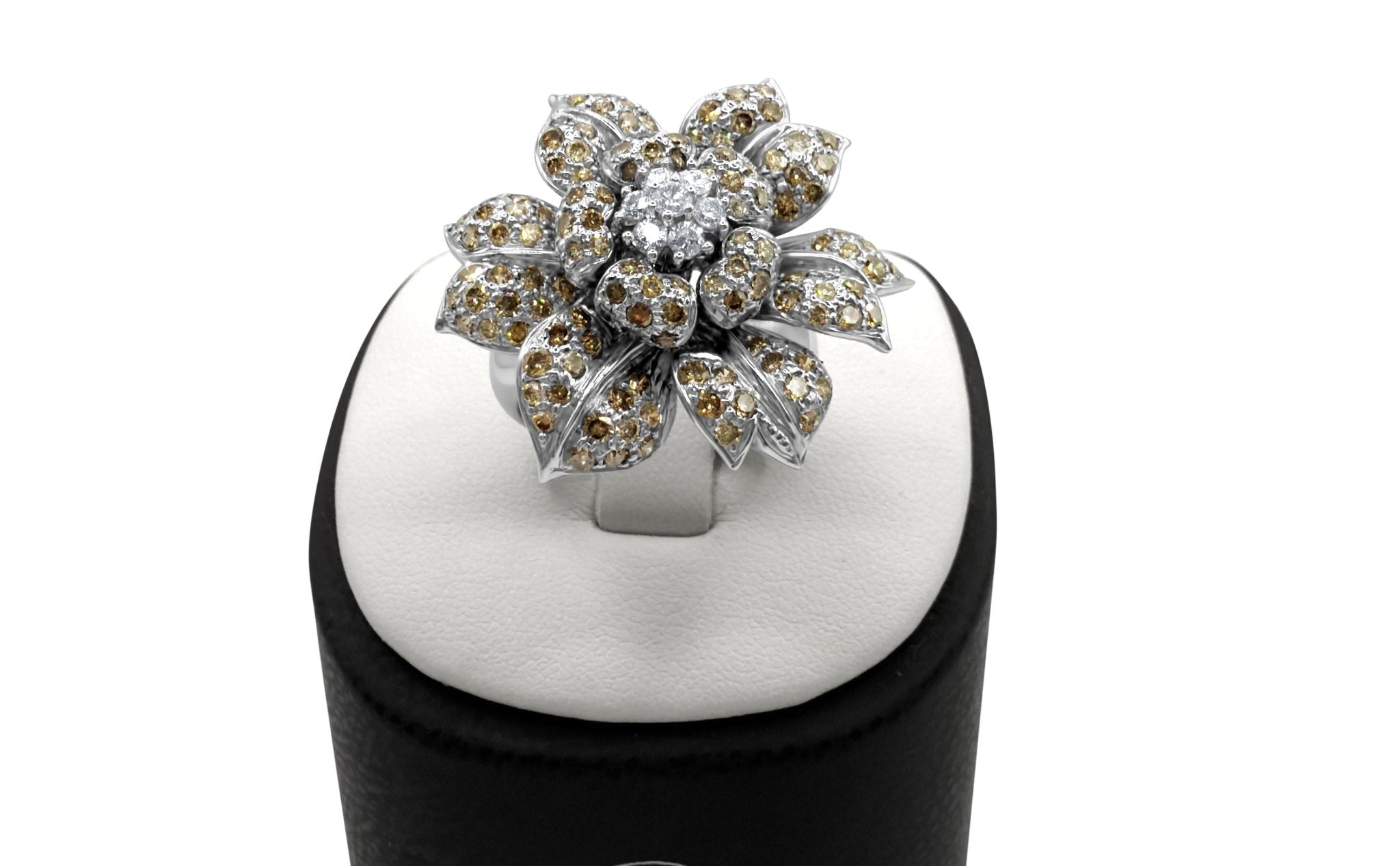 Full Bloom Art Deco Flower Ring - Waltz Diamonds