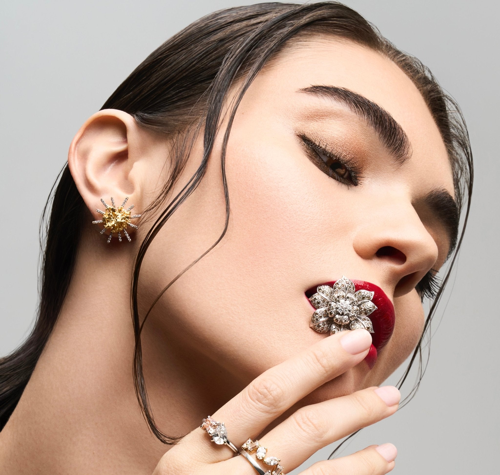 Full Bloom Art Deco Flower Ring - Waltz Diamonds