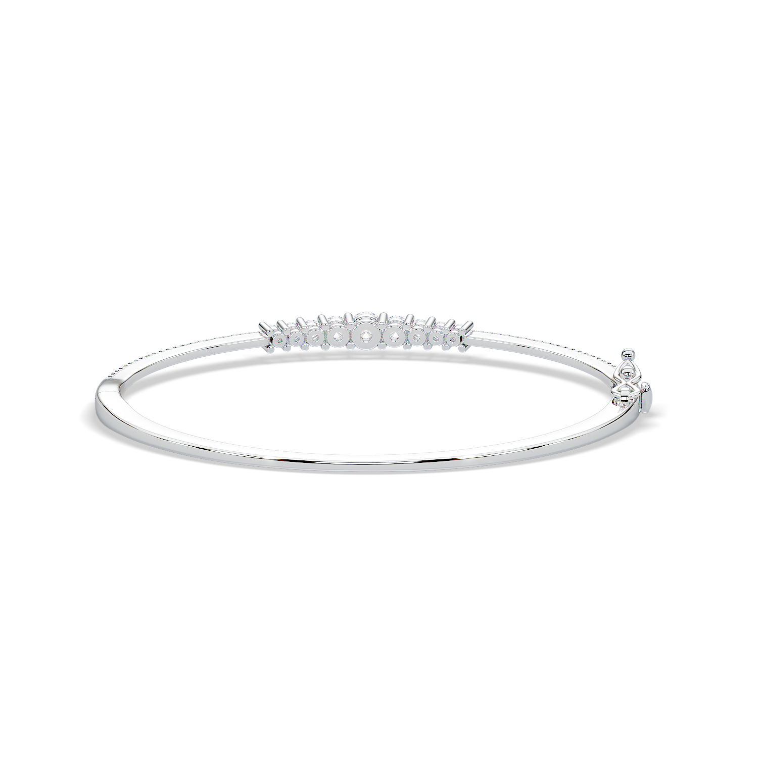 Back of the Less is More diamond bangle in 14k white gold showing secure clasp and sleek finish.