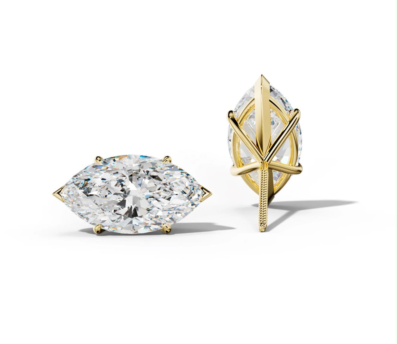 marquise stud back side view — Waltz Diamonds