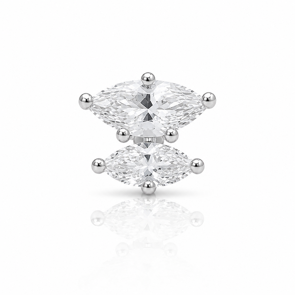 marquise sidekick stud front view in white gold — Waltz Diamonds