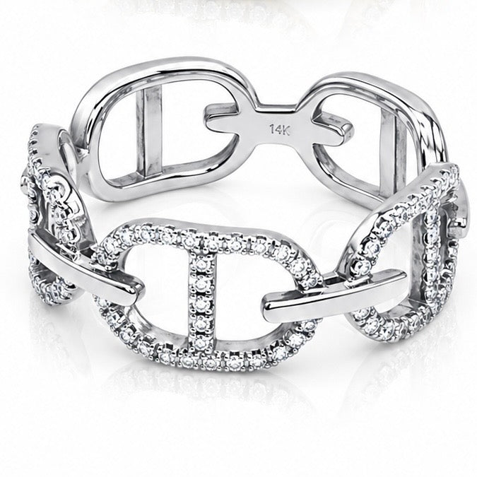 money link pave ring white gold — Waltz Diamonds