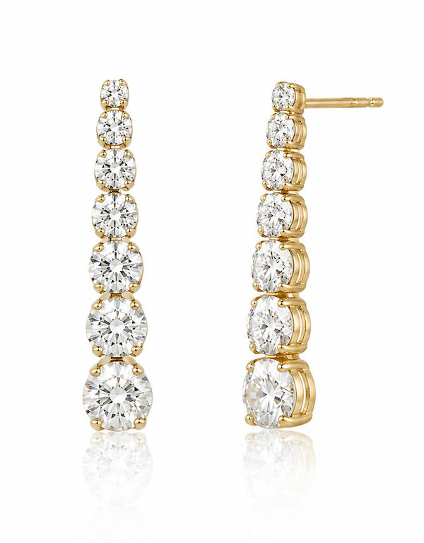 Crescendo Diamond Drops - Graduated Diamond Earrings yellow gold — Waltz Diamonds