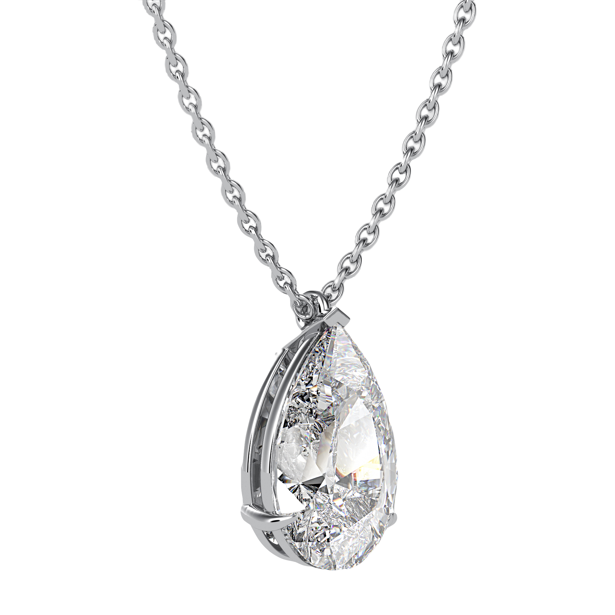 For The Planet Pear Solitaire: 2 carat pear solitaire pendant