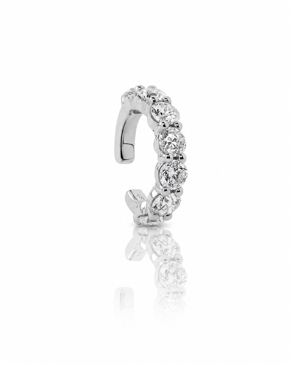 Seven sins diamond ear cuff with 7 round diamonds and 14k white gold — Waltz Diamonds