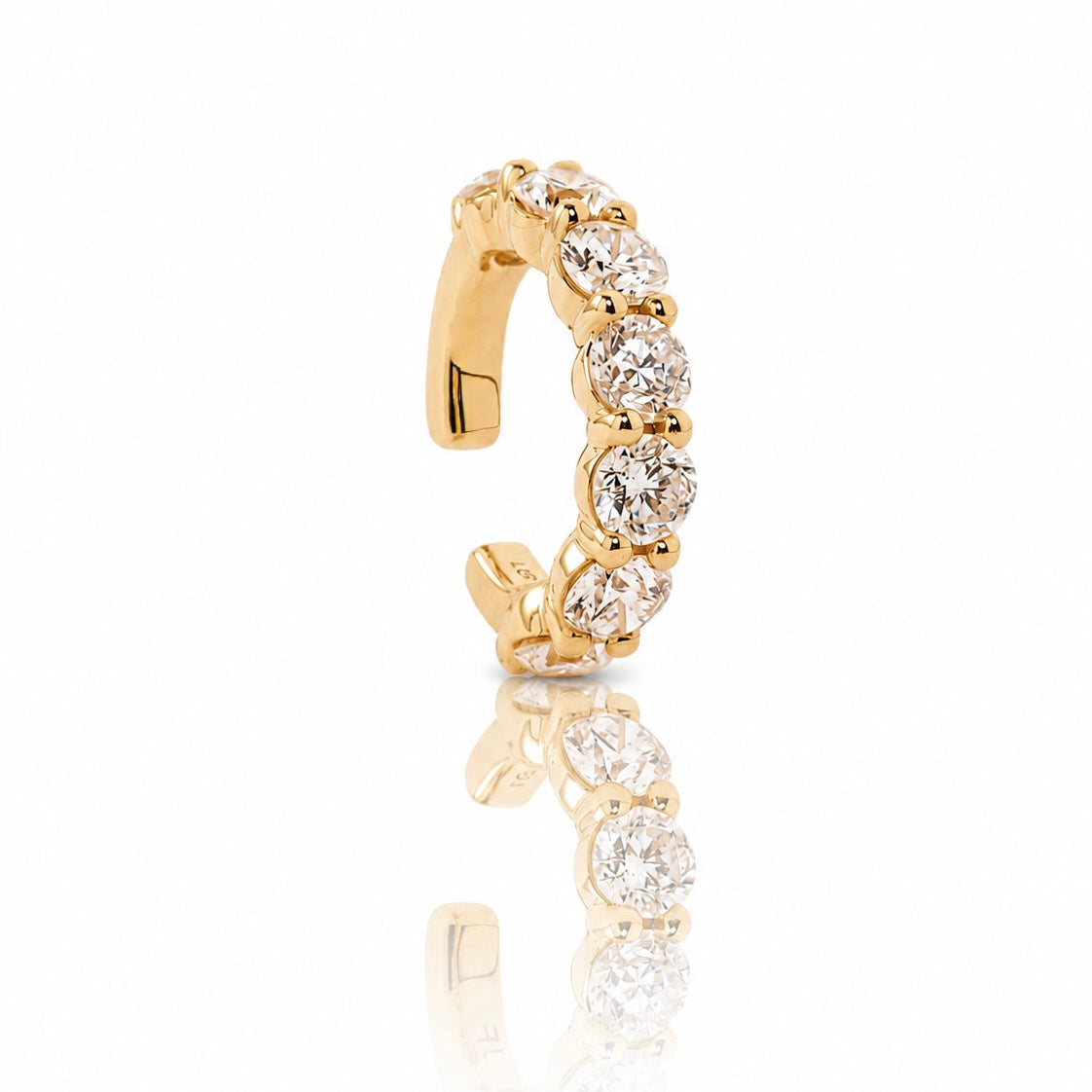 Seven sins diamond ear cuff with 7 round diamonds and 14k yellow gold — Waltz Diamonds