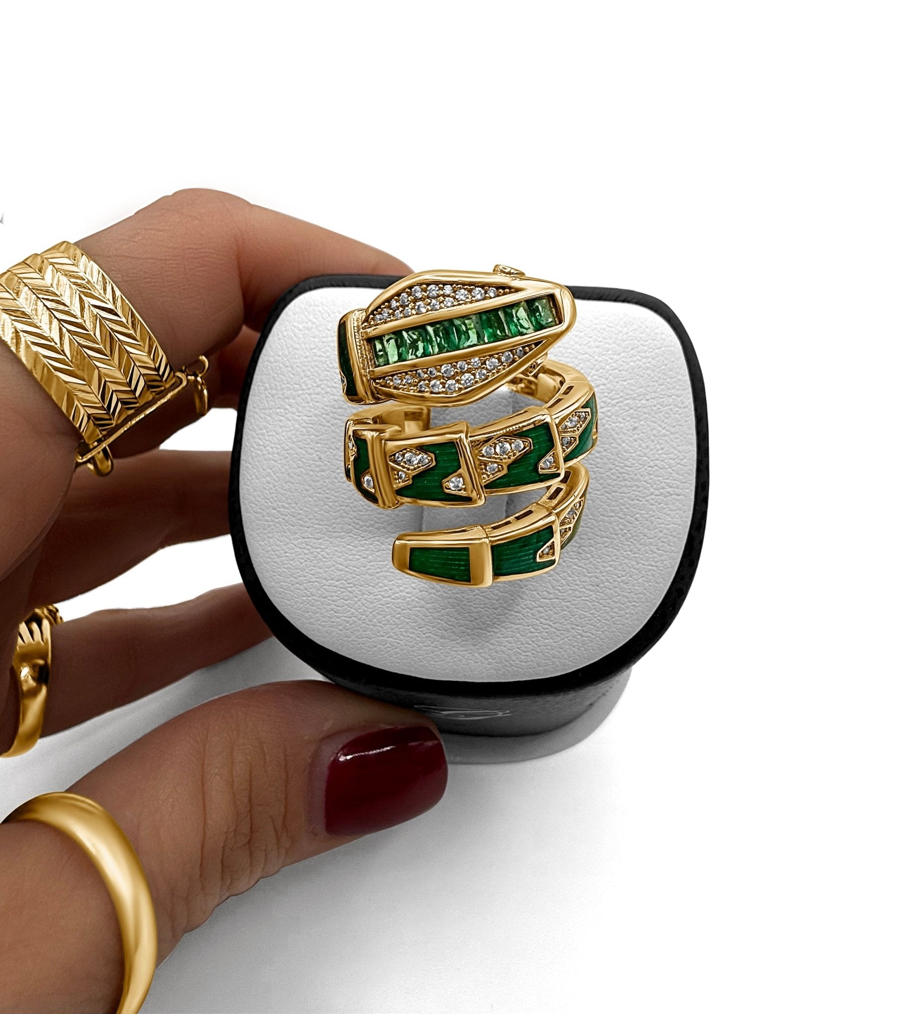 She Bites Emerald Snake Ring - Waltz Diamonds