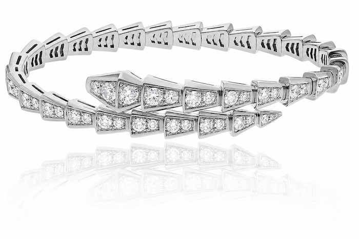 Slither Diamond Wrap bangle in 14k white gold with diamond-set snake design — Waltz Diamonds